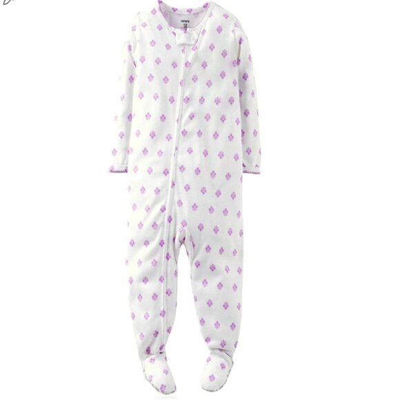 Carter's PJ's Toddler Girl's Pajamas Purple Floral Sleepwear Sleeper Zip Footie - Picture 1 of 4